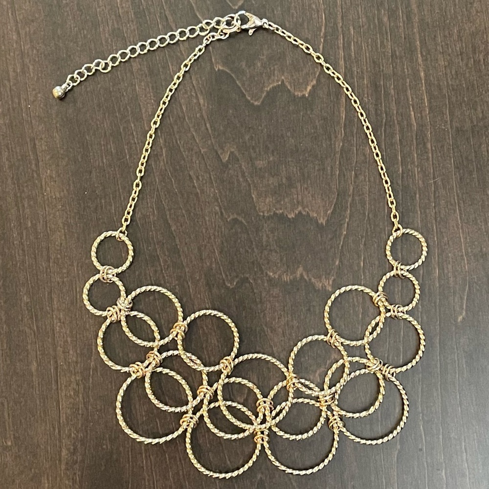 J. Crew Factory Multi-Strand Hoop Chain Necklace. Gold Tone.